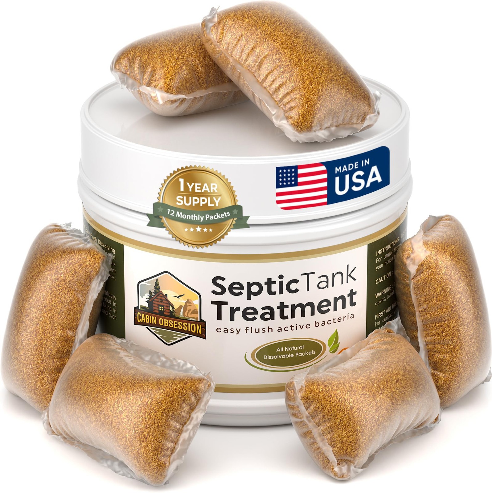 Cabin Obsession Septic Tank Treatment Pods – Made in USA – 1 Year Supply of S…