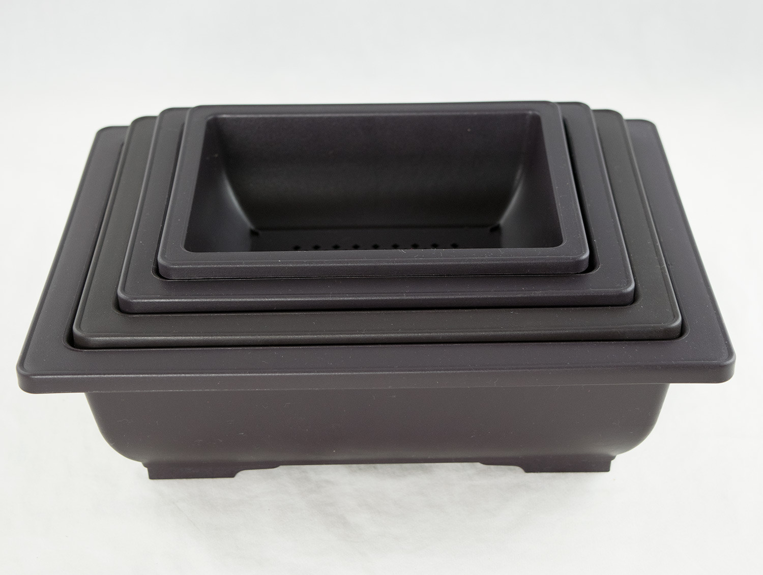 4 Mix 6.25″-10″ Rectangular Plastic Bonsai, Cactus / Succulent Pot – Dark Brown