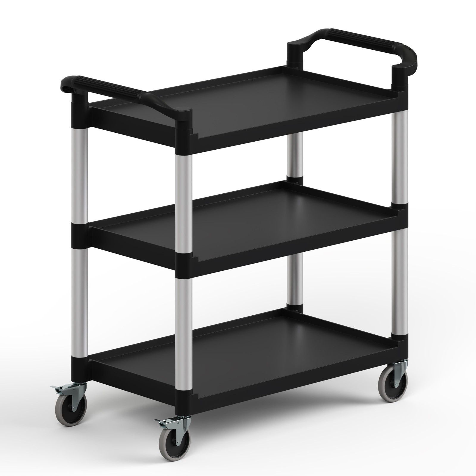 AmGood 42 in. x 20 in. Black Utility / Bussing Cart with Three Shelves