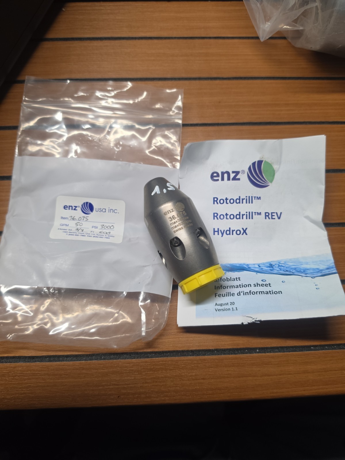 ENZ Rotodrill Nozzle 3/4″ (36.075), Max Press 5000 PSI, Flow R~50 GPMCSize 3/4″