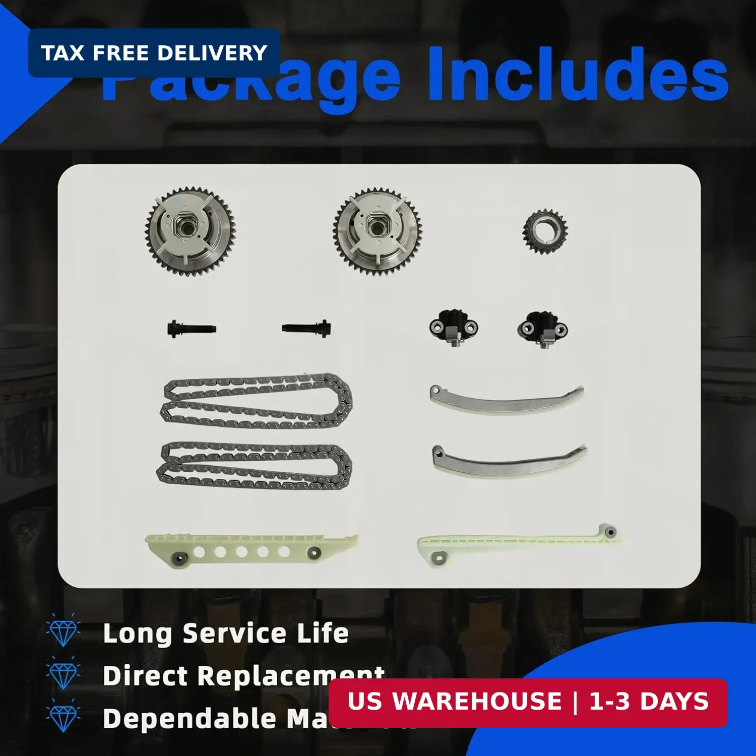 4.6 Timing Chain Kit Cam Phaser Repair Kit w/VVT Sprocket Tensioner Fit For Ford