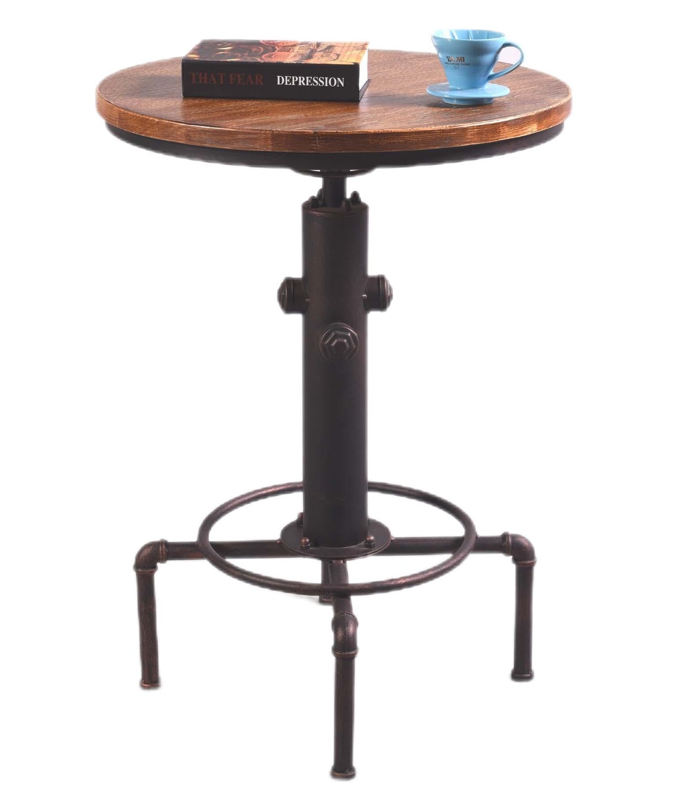 Topower Industrial Bar Table 31.5-41.3″ Adjustable Pub Table Kitchen Dining C…