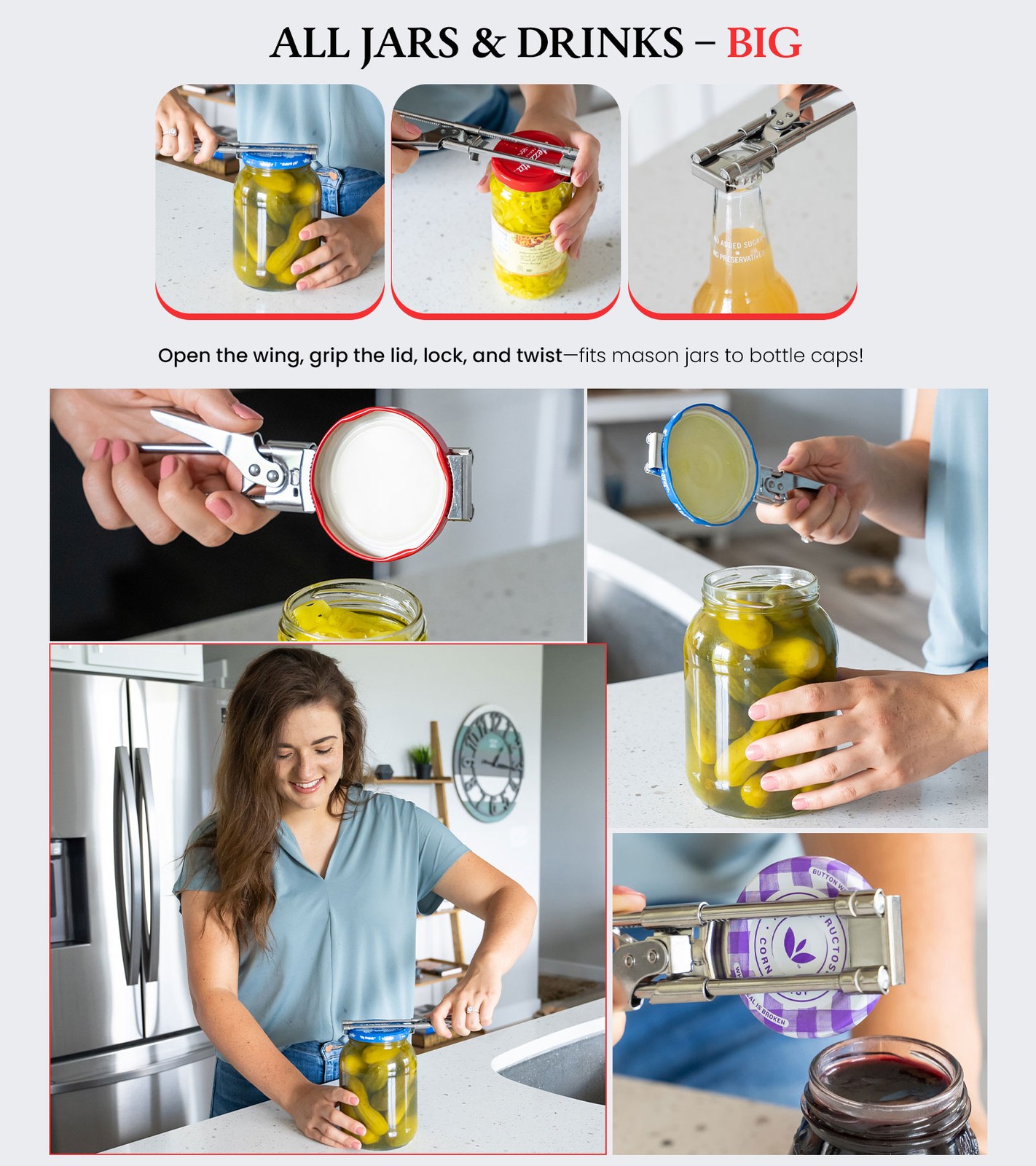 Jar Opener for Weak Hands, Easy Seniors Arthritis&Kids, Gripper Tight Lid Opener