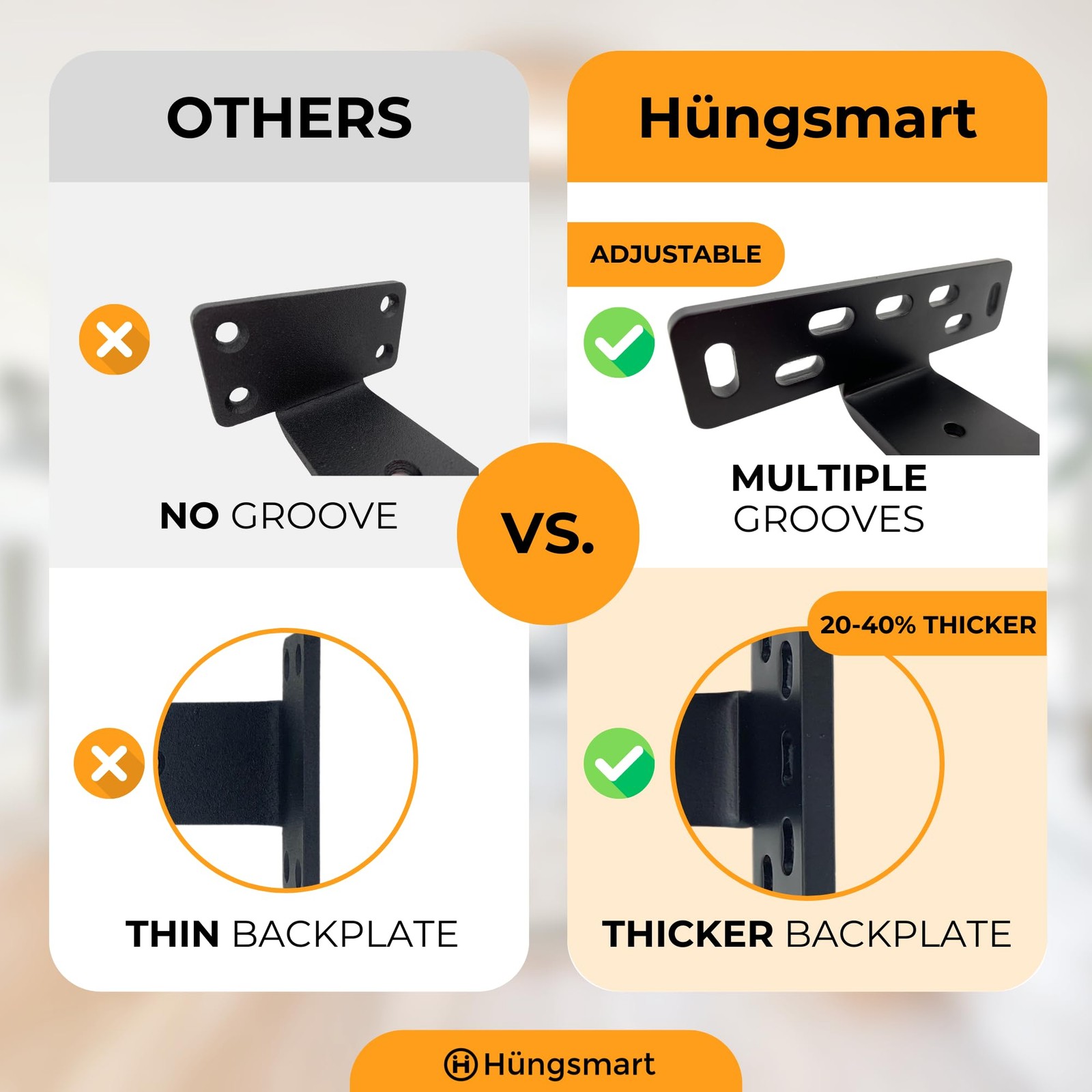 Hungsmart 4 x L Shelf Brackets 8.5in D x 5in W x 1.25in H Black – 4 Pack