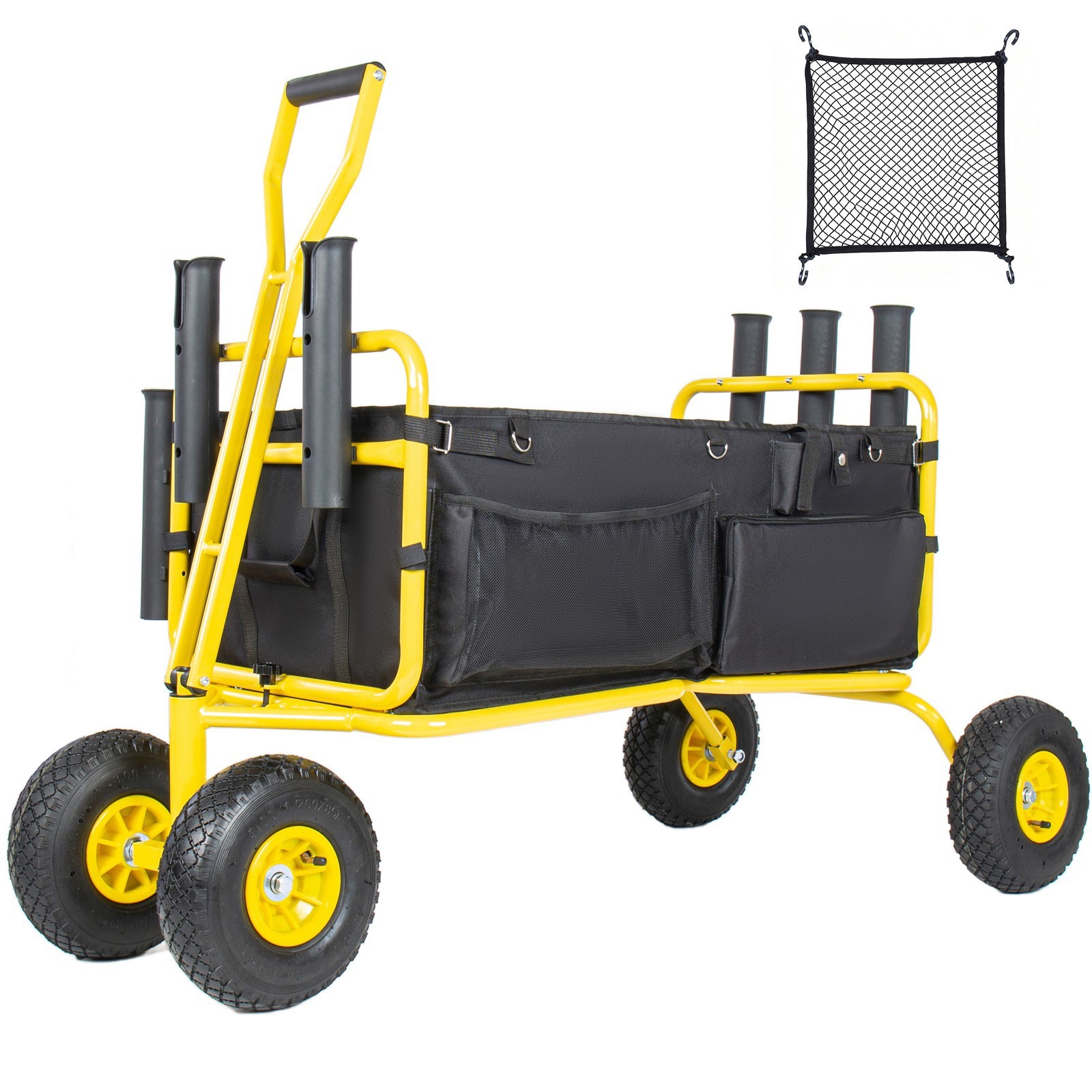 550lb Large Capacity Fishing Cart,Collapsible Beach Wagon w/ All-Terrain Wheels