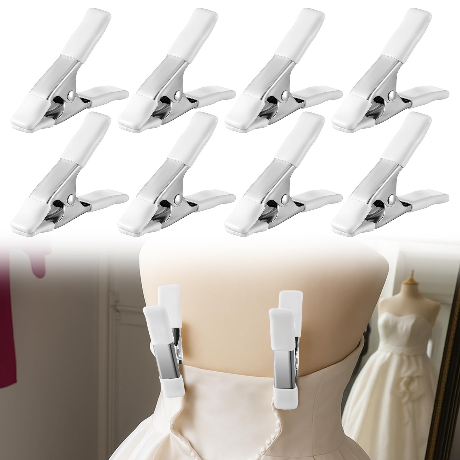 8 Pack 4.17 Inch Dress Clips Clothing Clamps for Fitting Bridal Seamstress Ma…