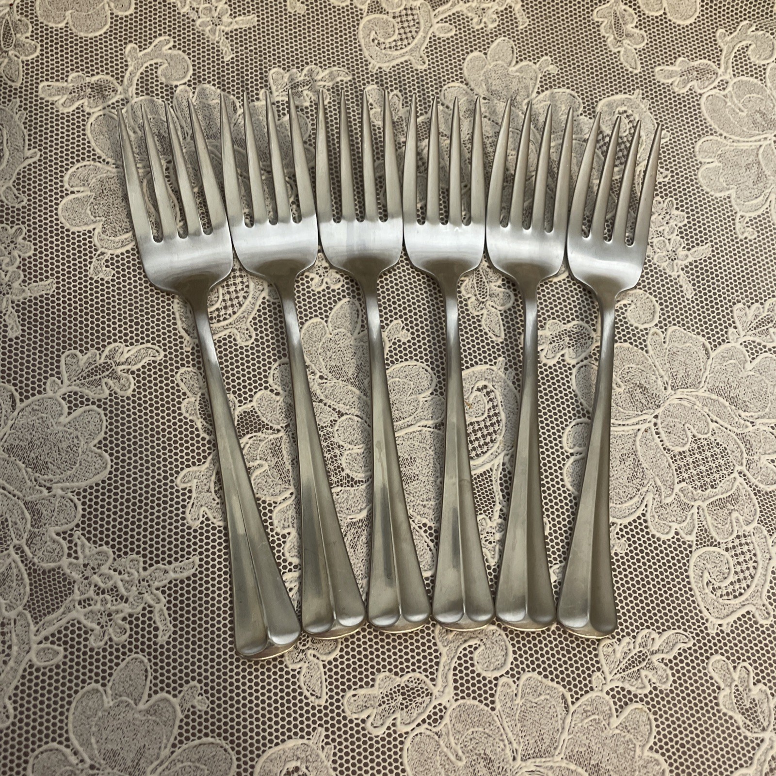Oneidaware Allegiance Stainless Flatware Lot Of 6 Salad Forks Nice! Pretty Shiny