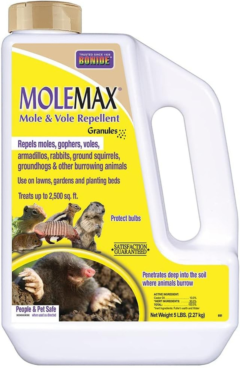 MOLEMAX Mole & Vole Repellent Granules, 5 Lbs. Ready-To-Use, Outdoor Lawn & Gard