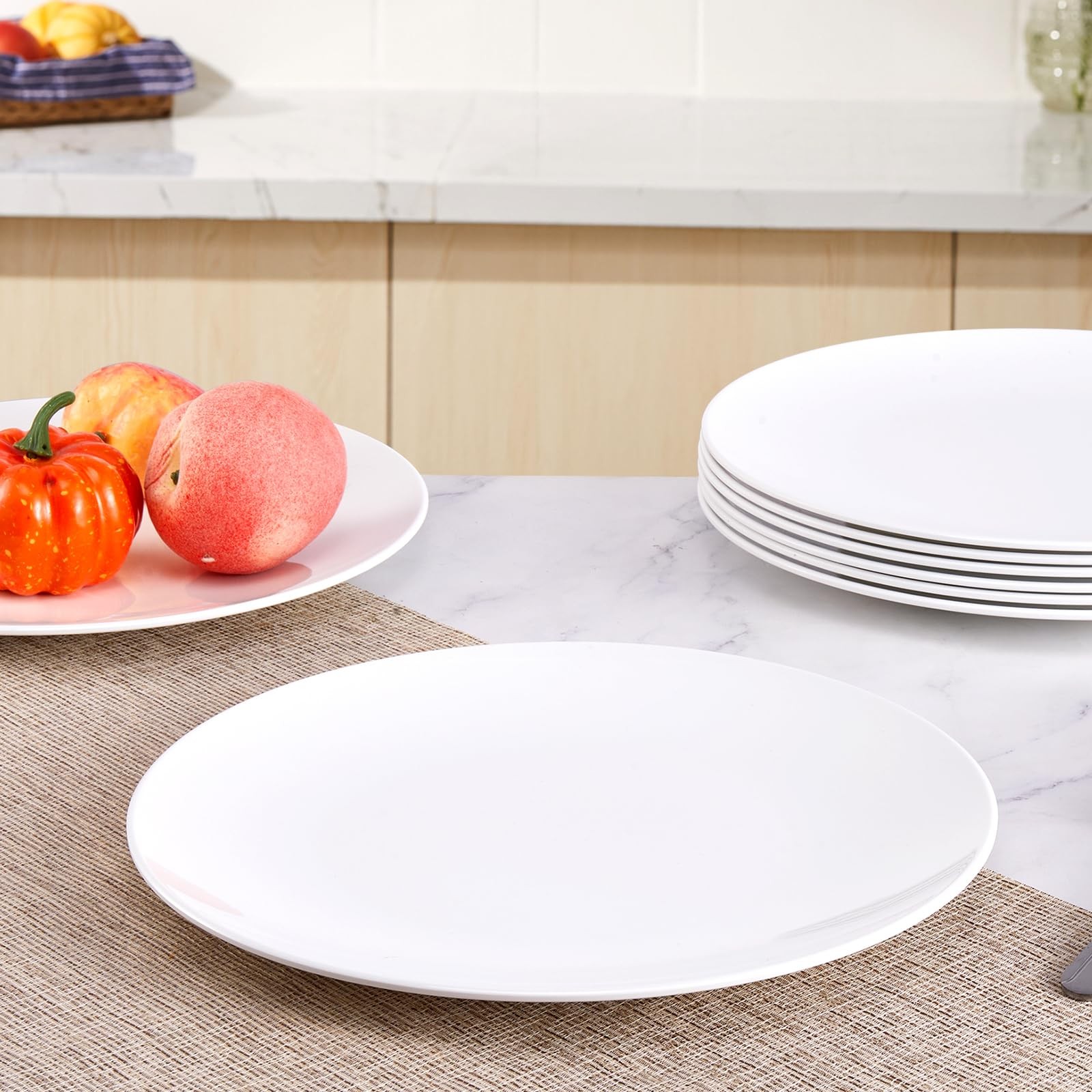Plates 11inch Melamine Dinner Plates Round White Durable Dishes Set of 8 for …