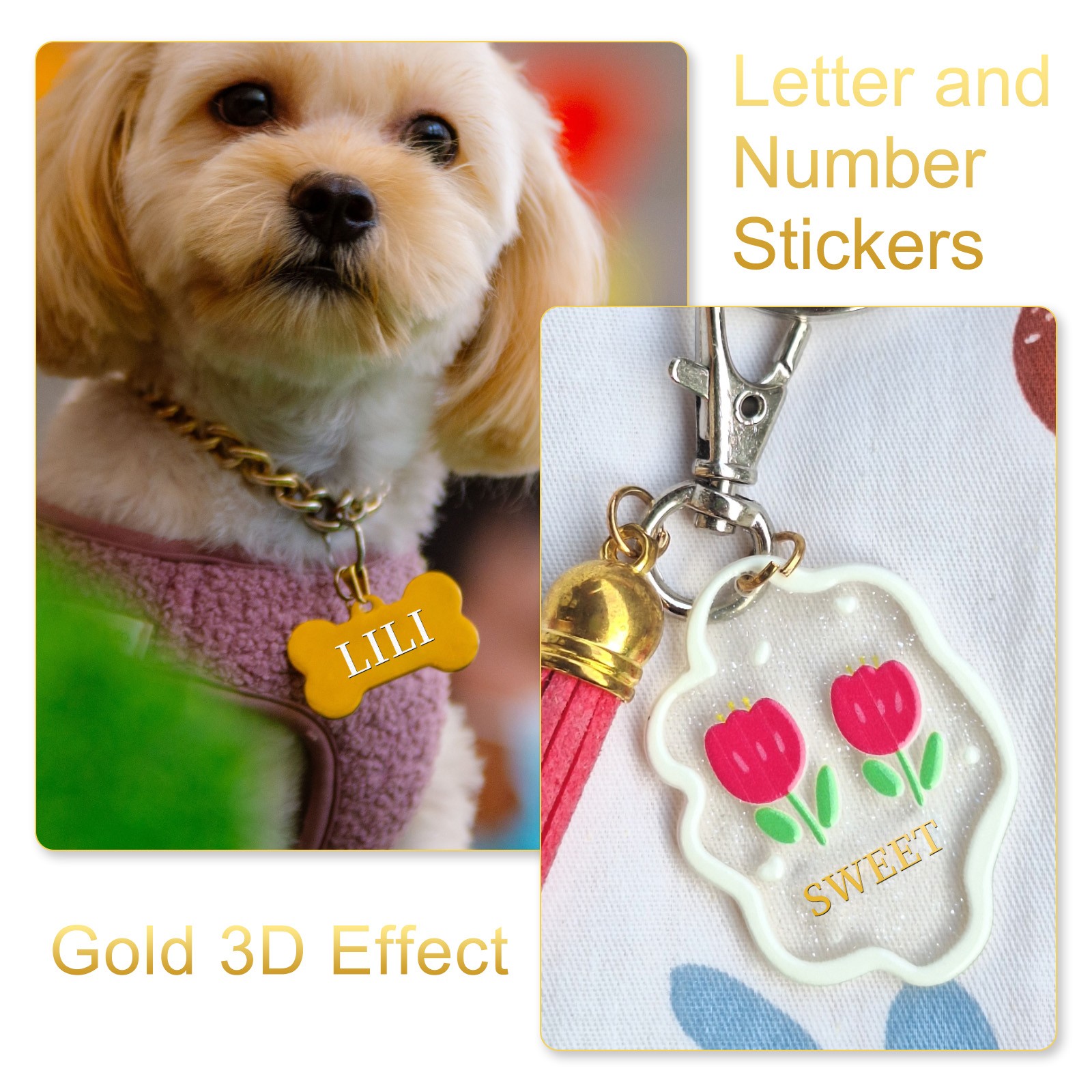 6Sheets Letter Stickers 0.35″ Letter Stickers Alphabet Stickers(Gold, Uppercase)