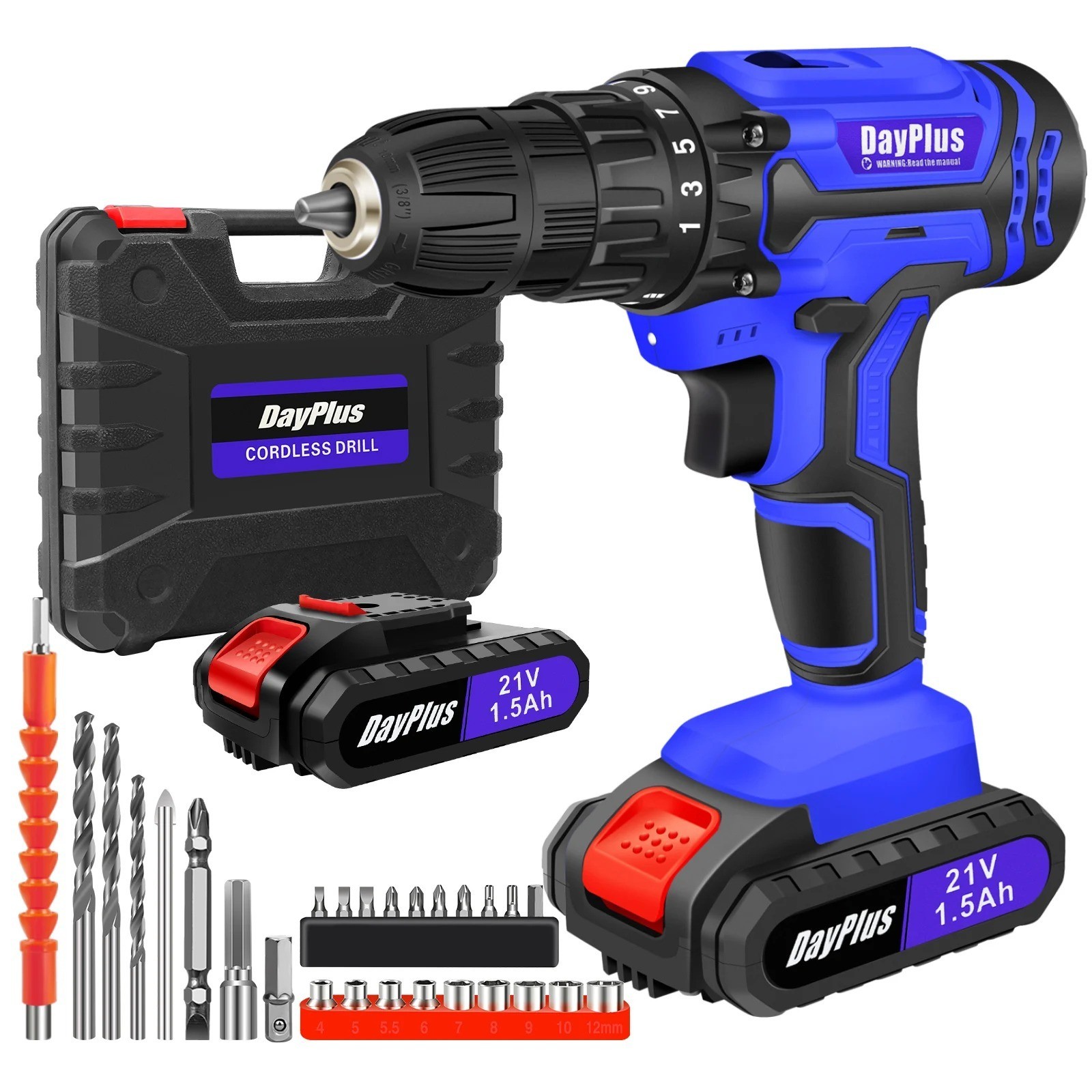 21V Cordless Drill Driver Set Electric Screwdriver 2 Speed 25+1 Torque 29PCS