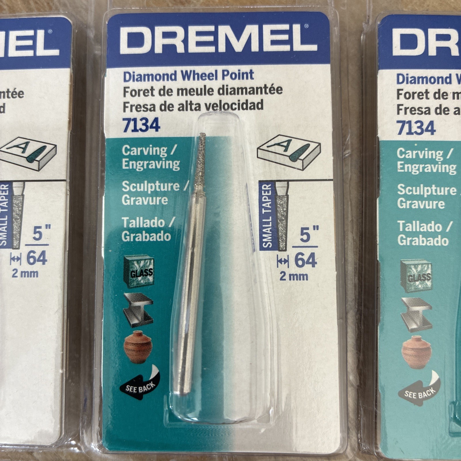5 DREMEL AUTHENTIC DIAMOND WHEEL POINT BIT 7134 SHANK 1/8″, 3.2 mm
