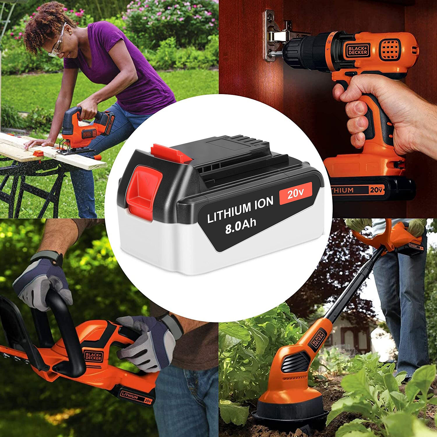 2PCS 20V 8.0Ah For Black and Decker Lithium Li-ion Battery LBXR20 LB2X4020 LBX20