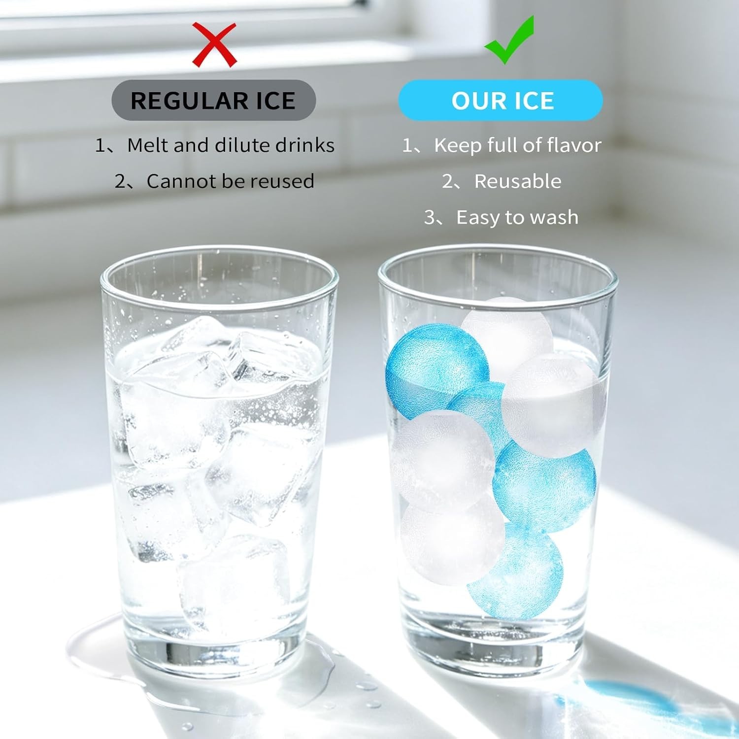 Reusable Ice Cubes Coolers Zero Refreezable Ice Cubes Set W/ Storage Bag