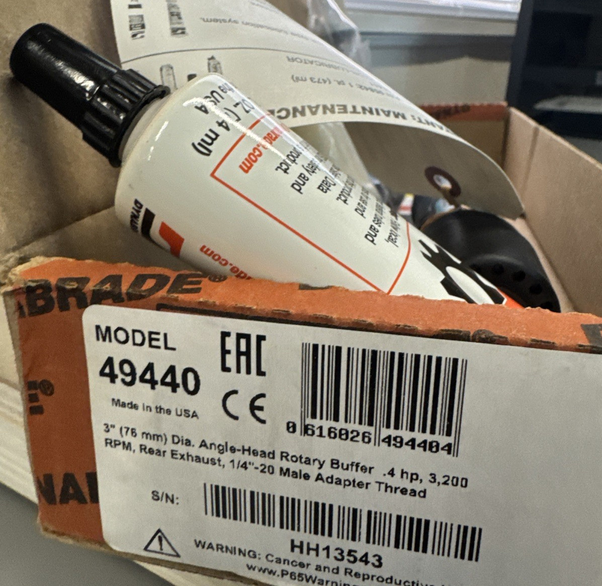 Dynabrade 49440 Air Buffer, 3 In. Pad, 3200 Rpm Brand New In Box Retails $1,399