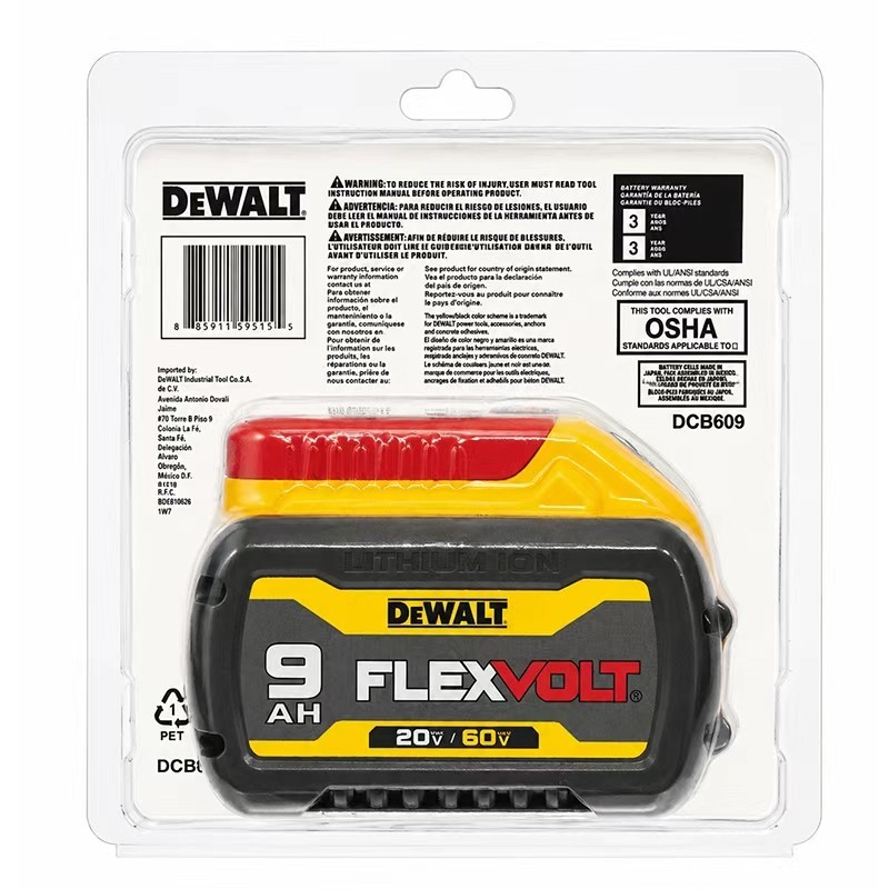 DEWALT FLEXVOLT 20V/60V MAX 9.0Ah Lithium-Ion Battery Pack – 180Wh (DCB609)