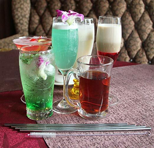 10.5In Stainless Steel Drinking Straws 4 Straight Reusable