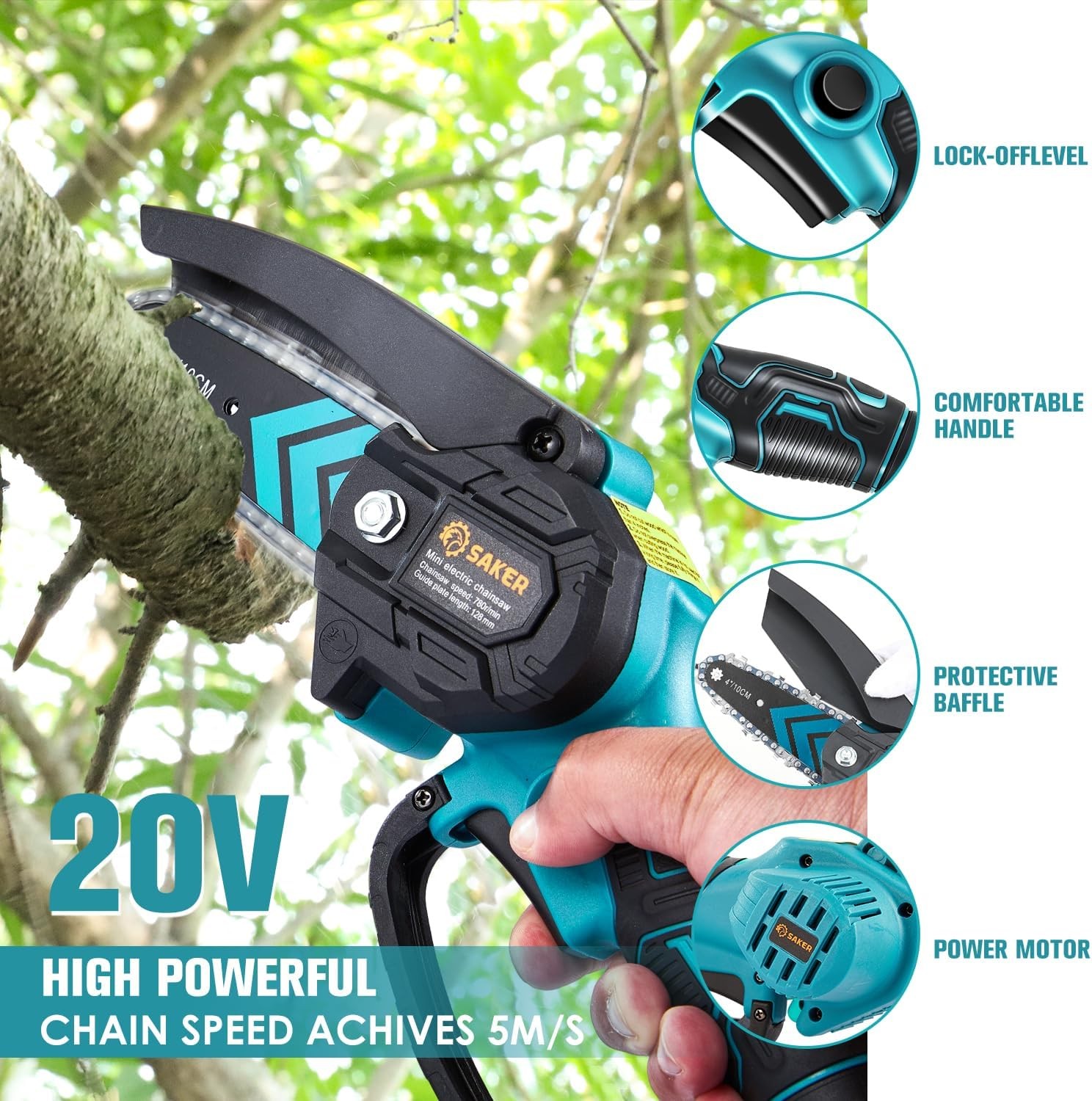 Mini Chainsaw Portable Electric Chainsaws Cordless Handheld Chain Saw Pruning