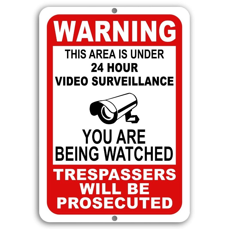 Warning This Property Under 24 Hour Video Surveillance Sign security cctv Metal