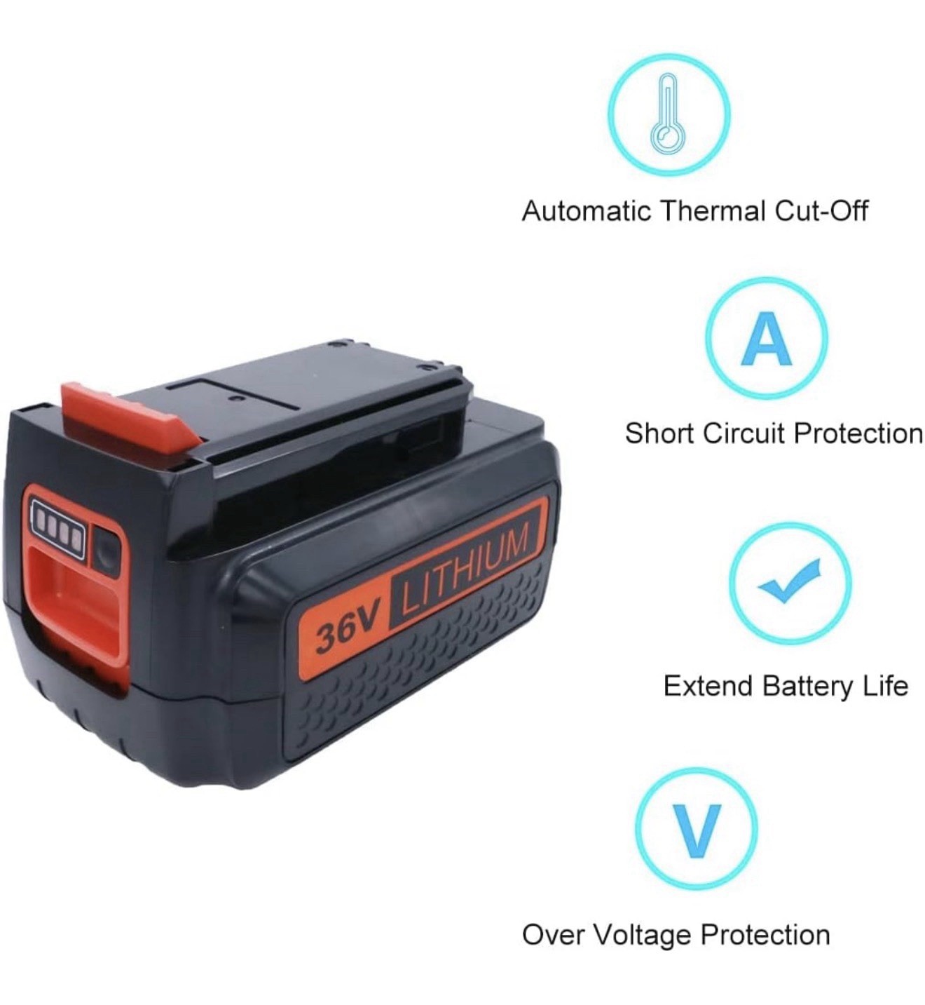 2000mAh 36V Lithium Battery Replacement for Black+Decker LBX2040 LBXR36 DC9360