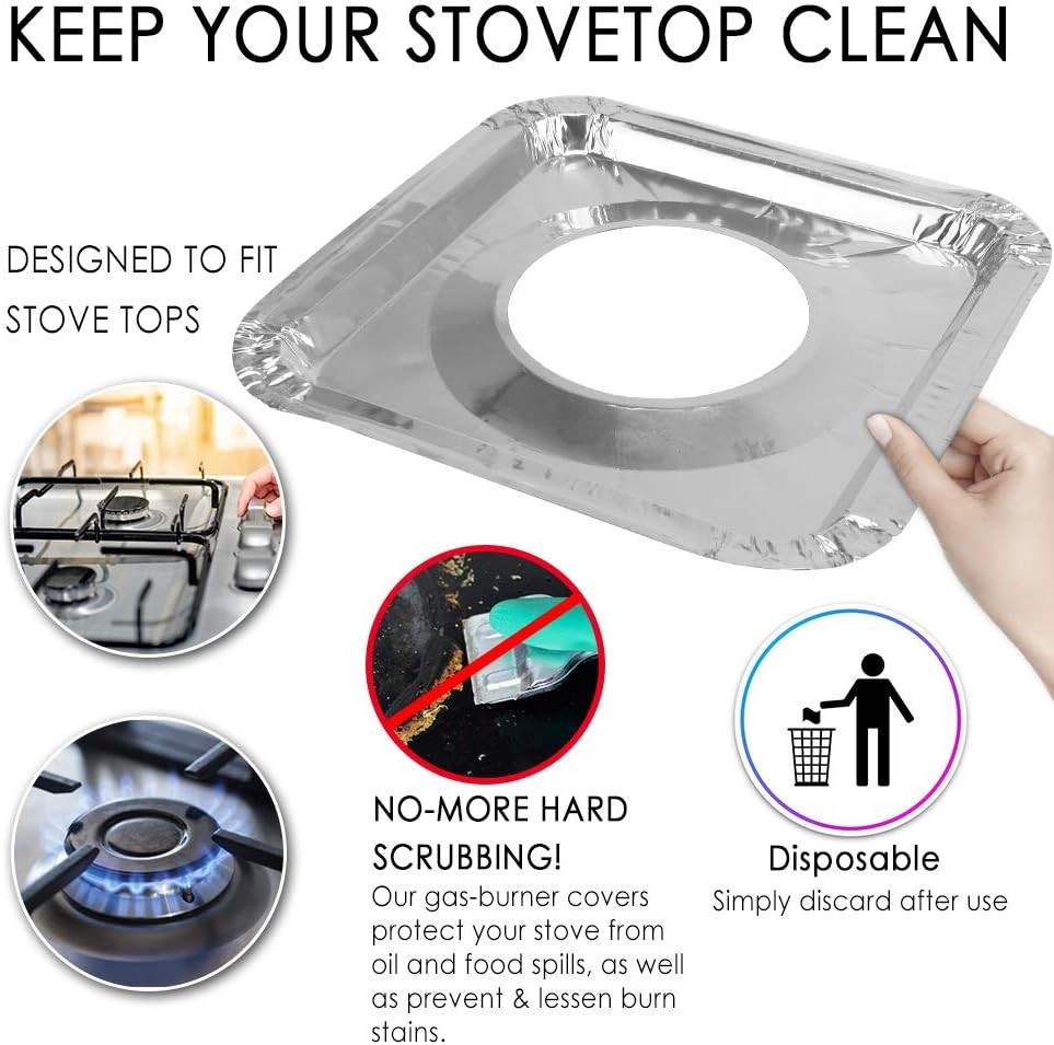 40Pcs Disposable Aluminum Foil Square Gas Stove Burner Liners Heavy Bib Cover US