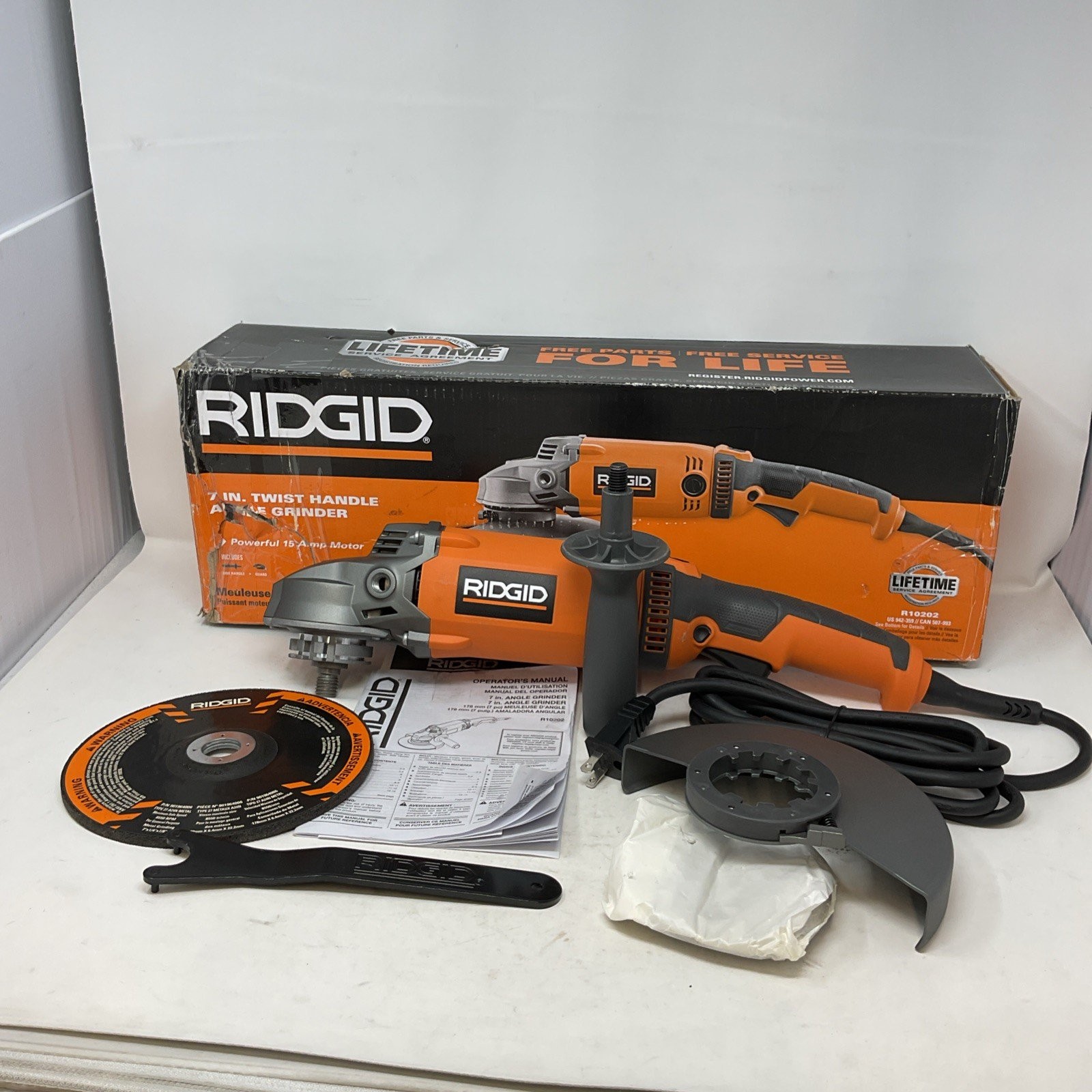 Ridgid R10202 7” Angle Grinder 120V Corded Twist Handle Cutting Grinding Tool