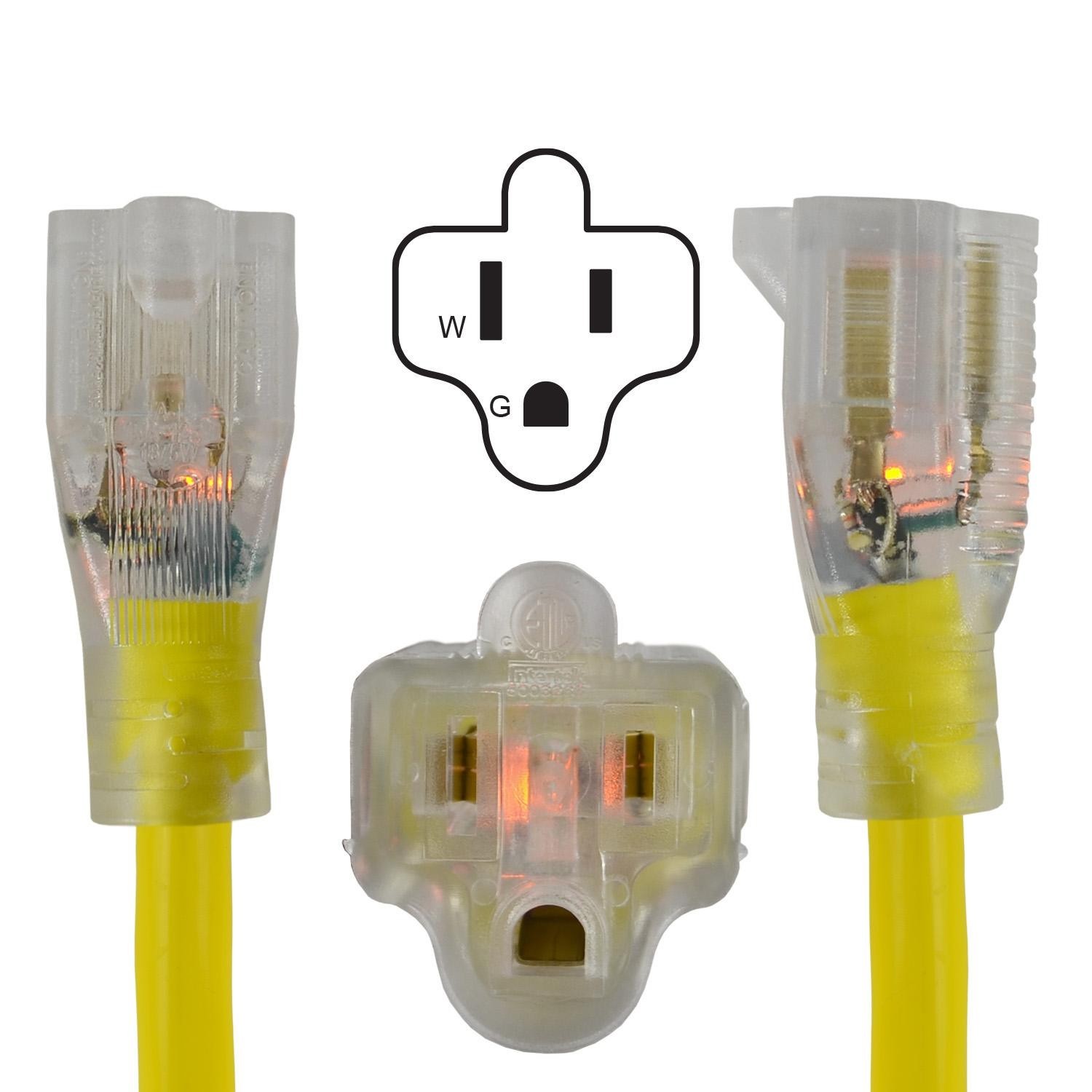 Conntek 100 ft 15A Outdoor Extension Cord – Flexible Yellow Cable