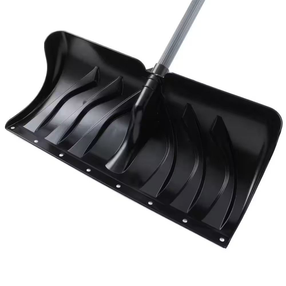 Snow Shovel 24in Plastic Blade Steel Handle Pusher Poly D Grip Durable Snow Tool