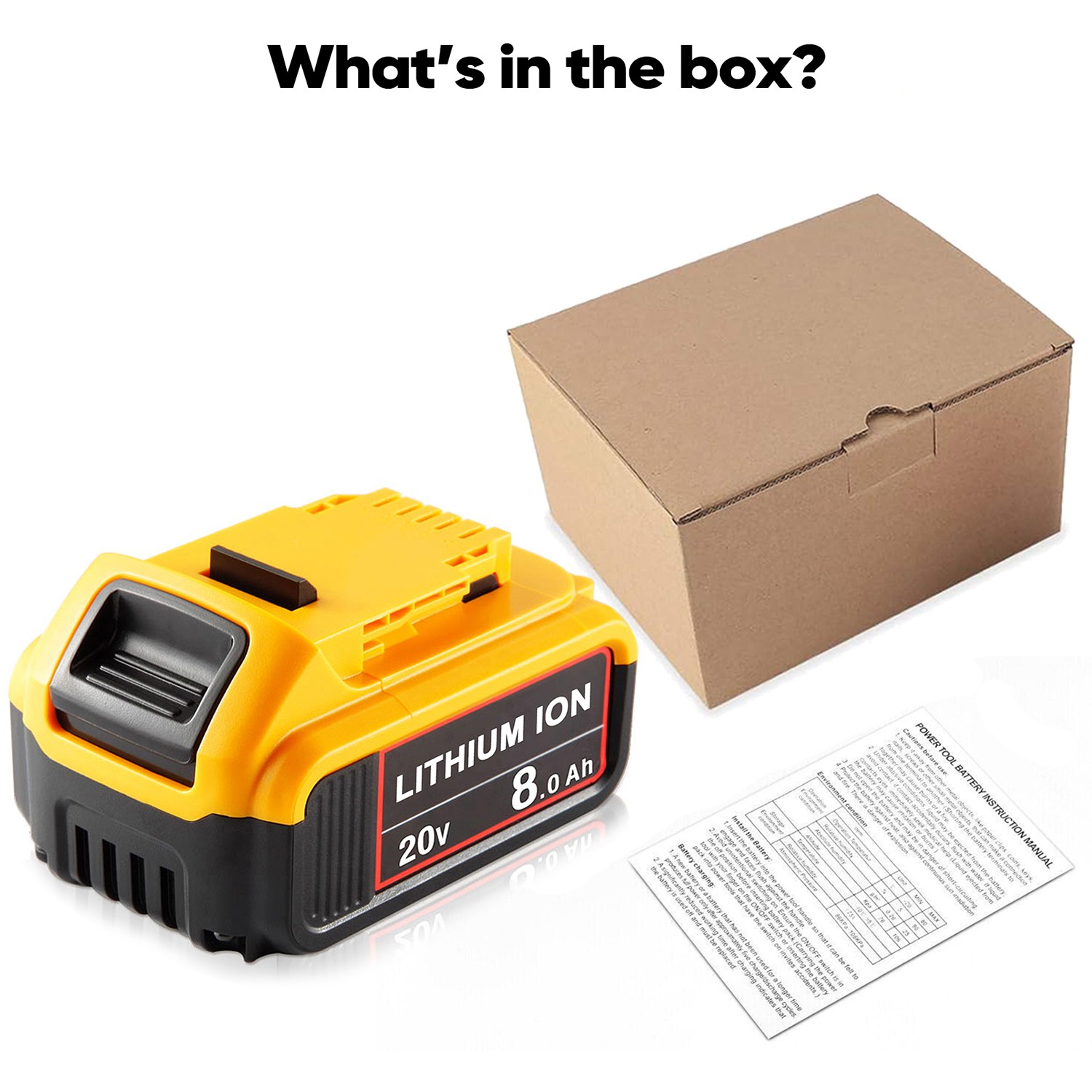 1~2 Pack 8 Ah For Dewalt 20V Max XR Lithium Battery DCB206-2 DCB205 DCB200 6.0Ah