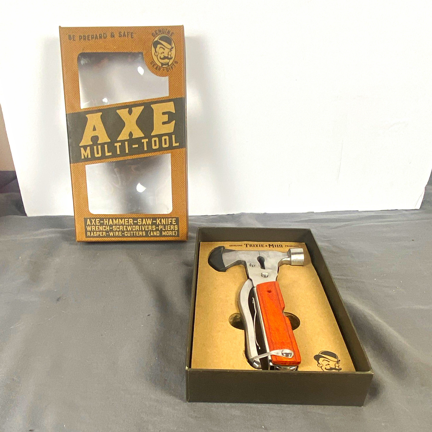 Lucky Jack Gear Gifts Axe Multi-Tool Stainless Steel Wood Handle LK-0026