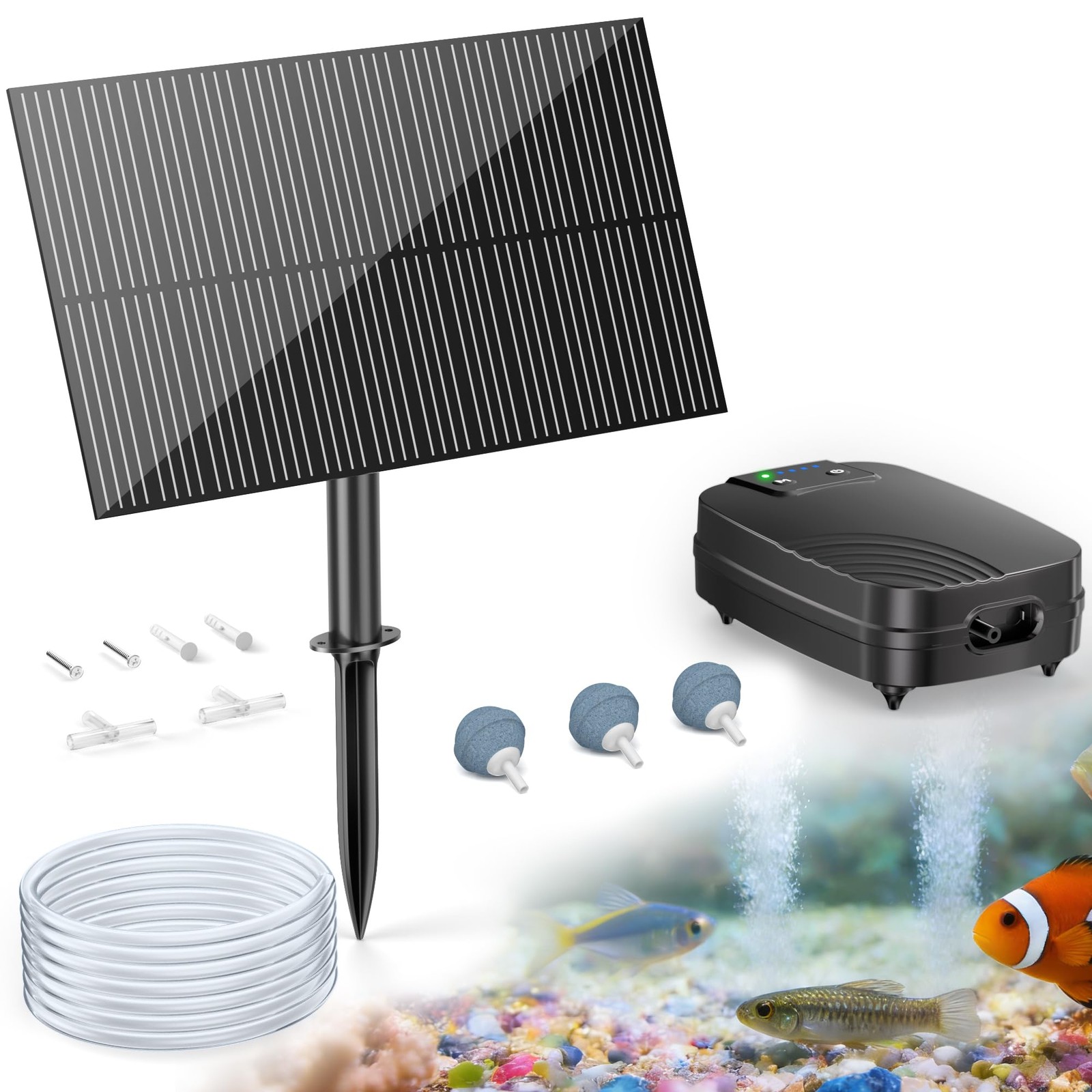 POPOSOAP 2W Solar Pond Aerator, Solar Air Pump for Pond with 1500 mAh Battery…