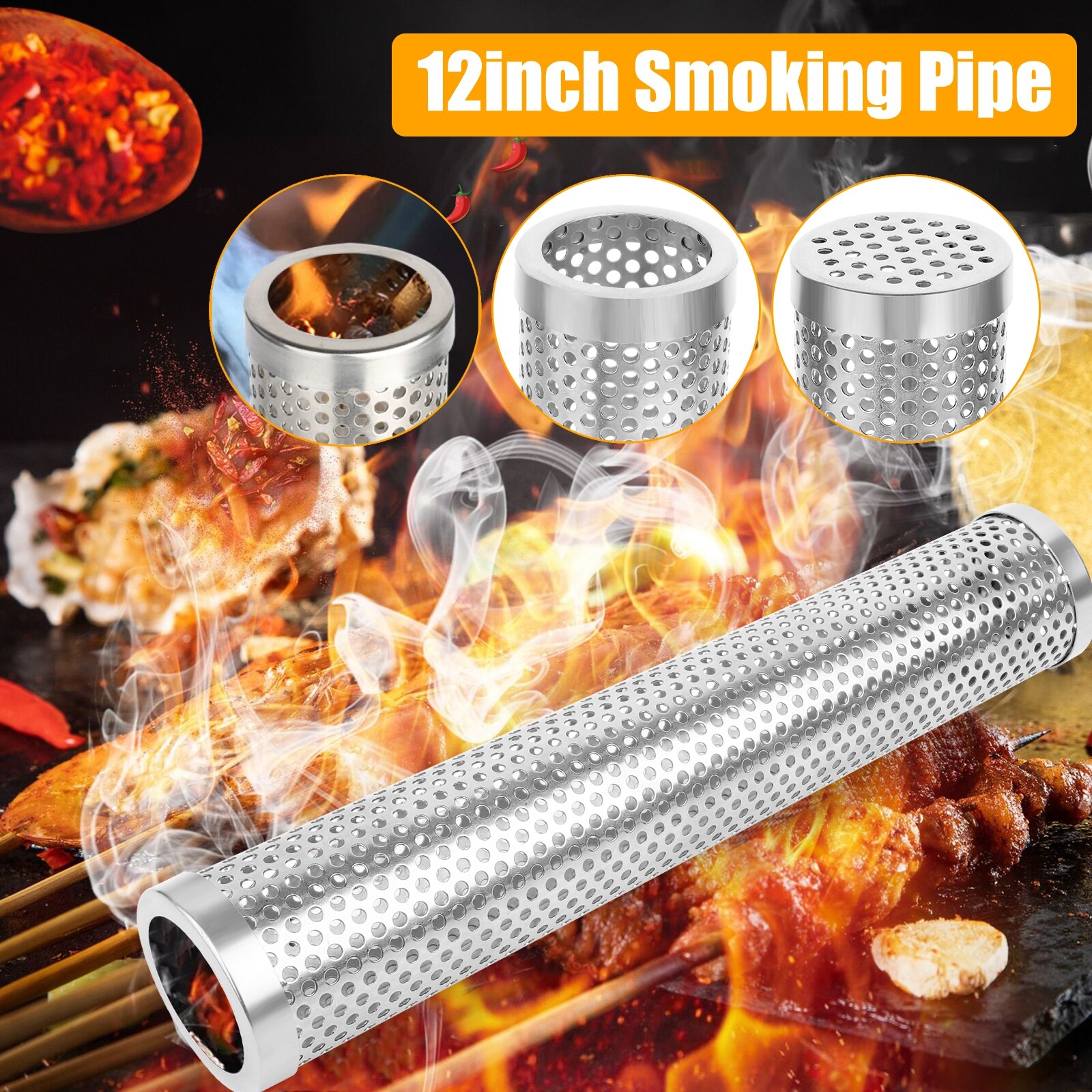 304 Stainless Steel BBQ Grill Smoker Box Tube for Wood Pellet Pipe Smoking Meat