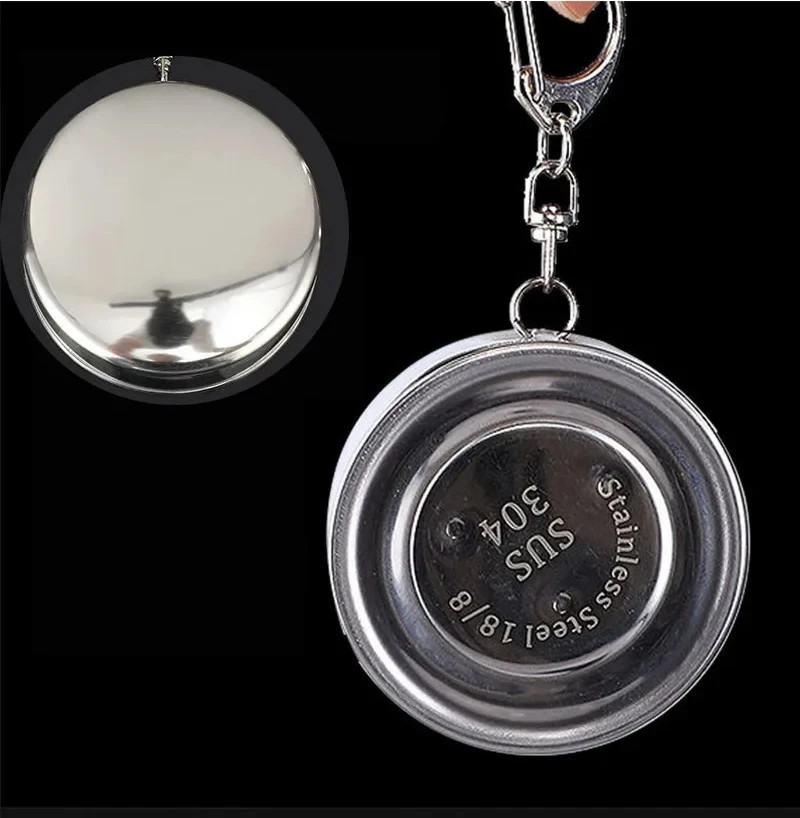 Stainless Steel Folding Cup Collapsible Camping Mug Lid Keychain Travel Cup