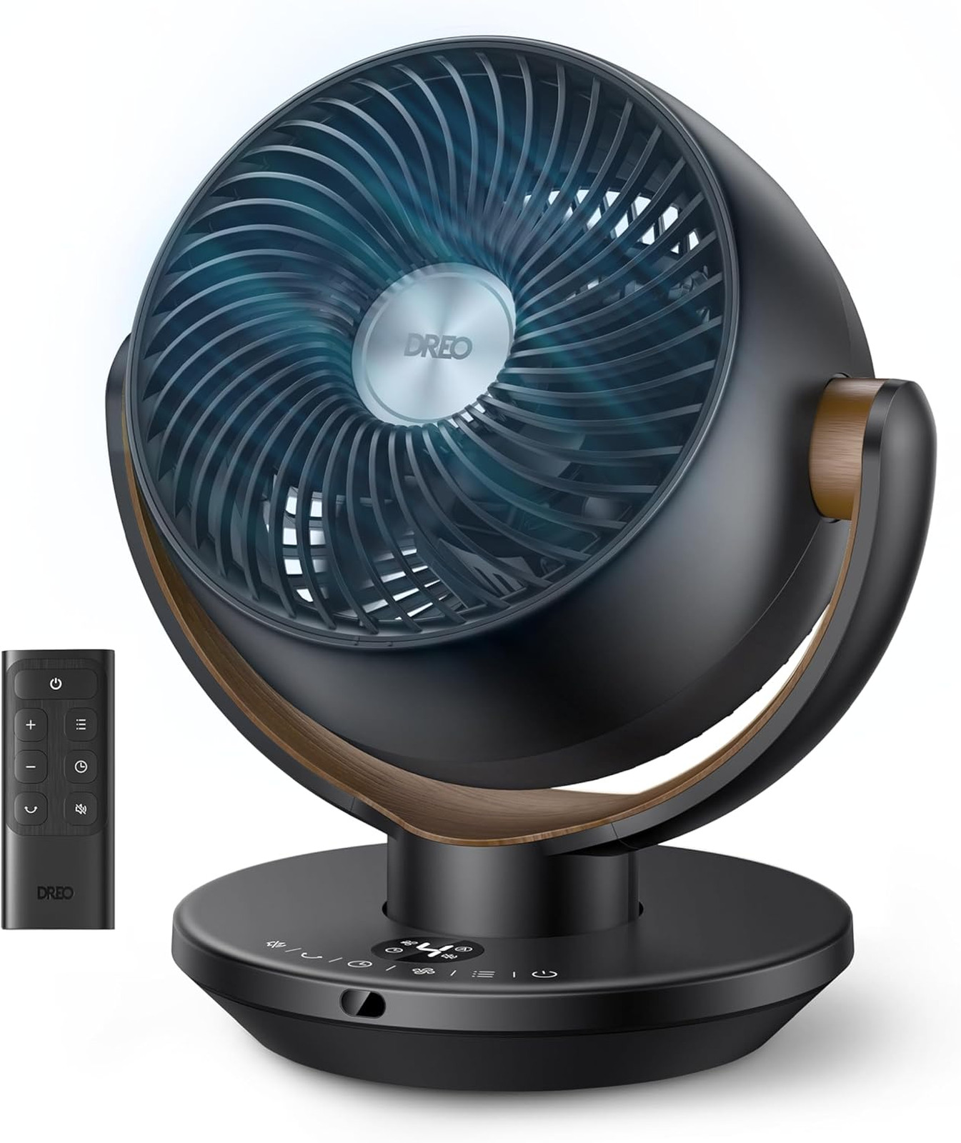 Table Fan with Remote Control, 11 Inch Air Circulator, 750CFM, Oscillating, 4