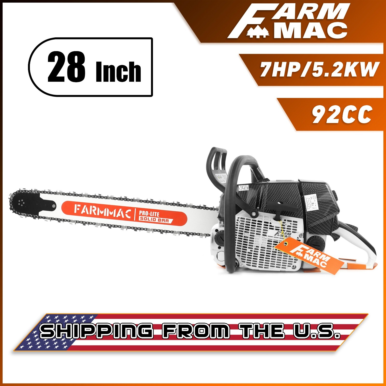 92cc Gas Chainsaw with 28” Bar Chain Compatible with MS660 for Milling Cut Wood