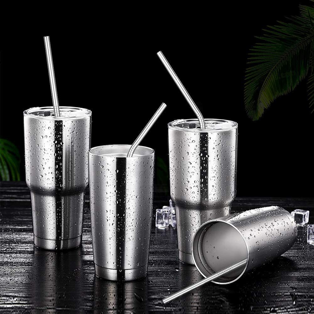 10.5In Stainless Steel Drinking Straws 4 Straight Reusable