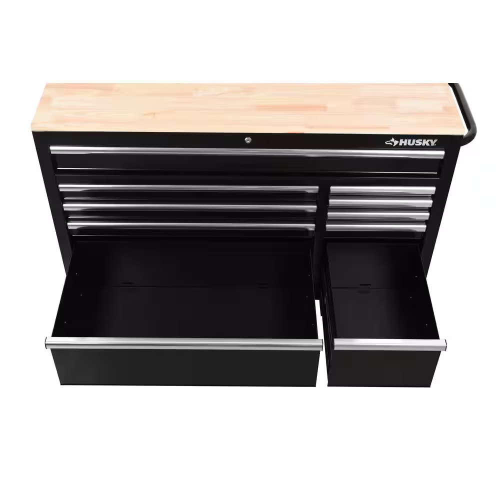Husky 52 in. x 20 in. Black Mobile Chest Drawer Workbench Cabinet Storage Tool