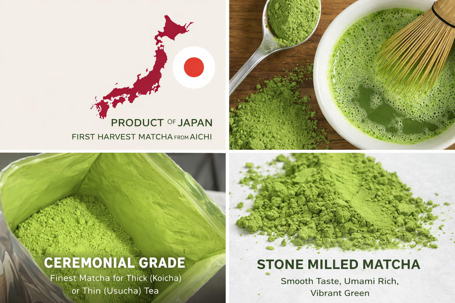 Ceremonial Grade Matcha 1kg Bulk – Aichi Japan – First Harvest – Stone Milled