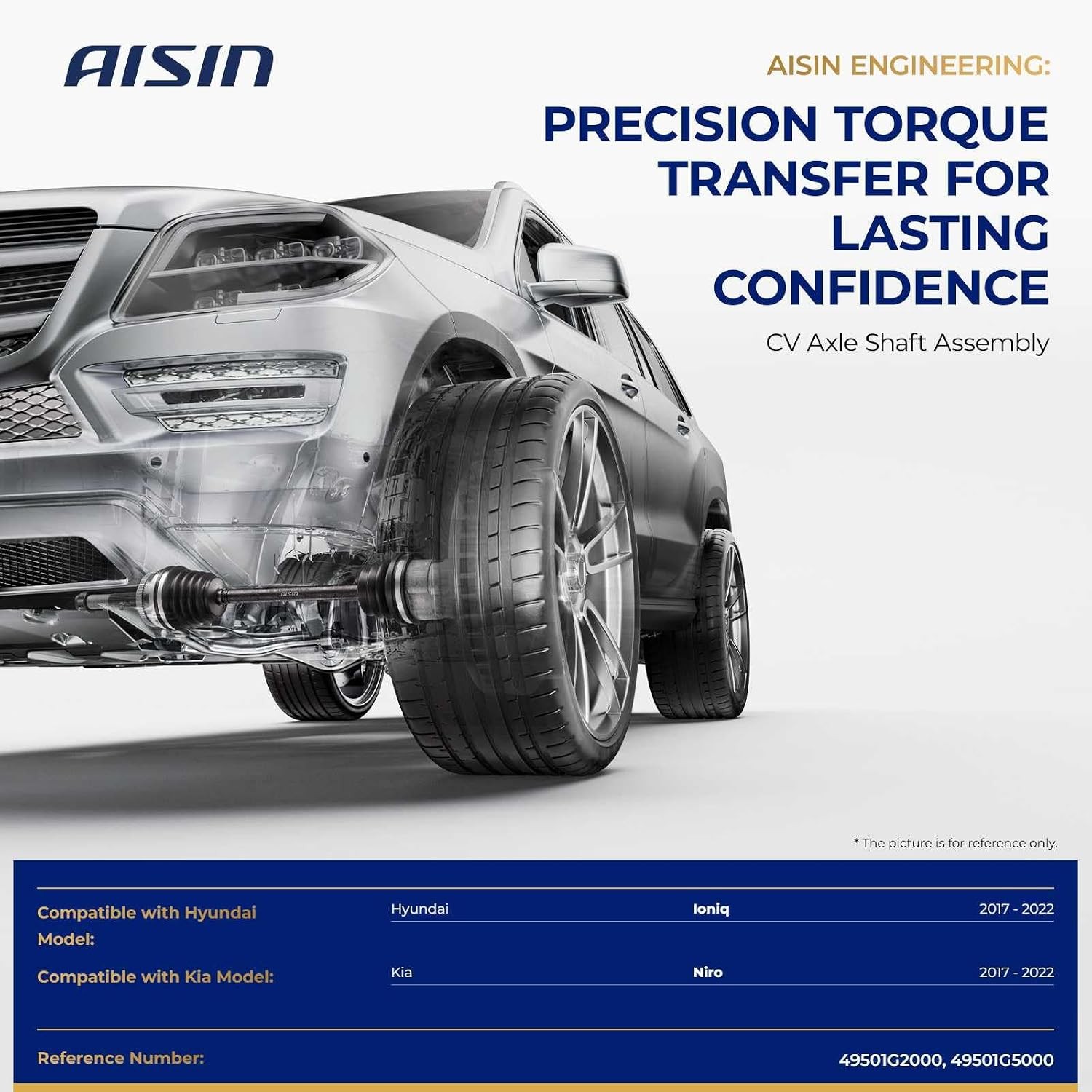 Aisin Front Right CV Axle Assembly Compatible with Hyundai Front Wheel Drive