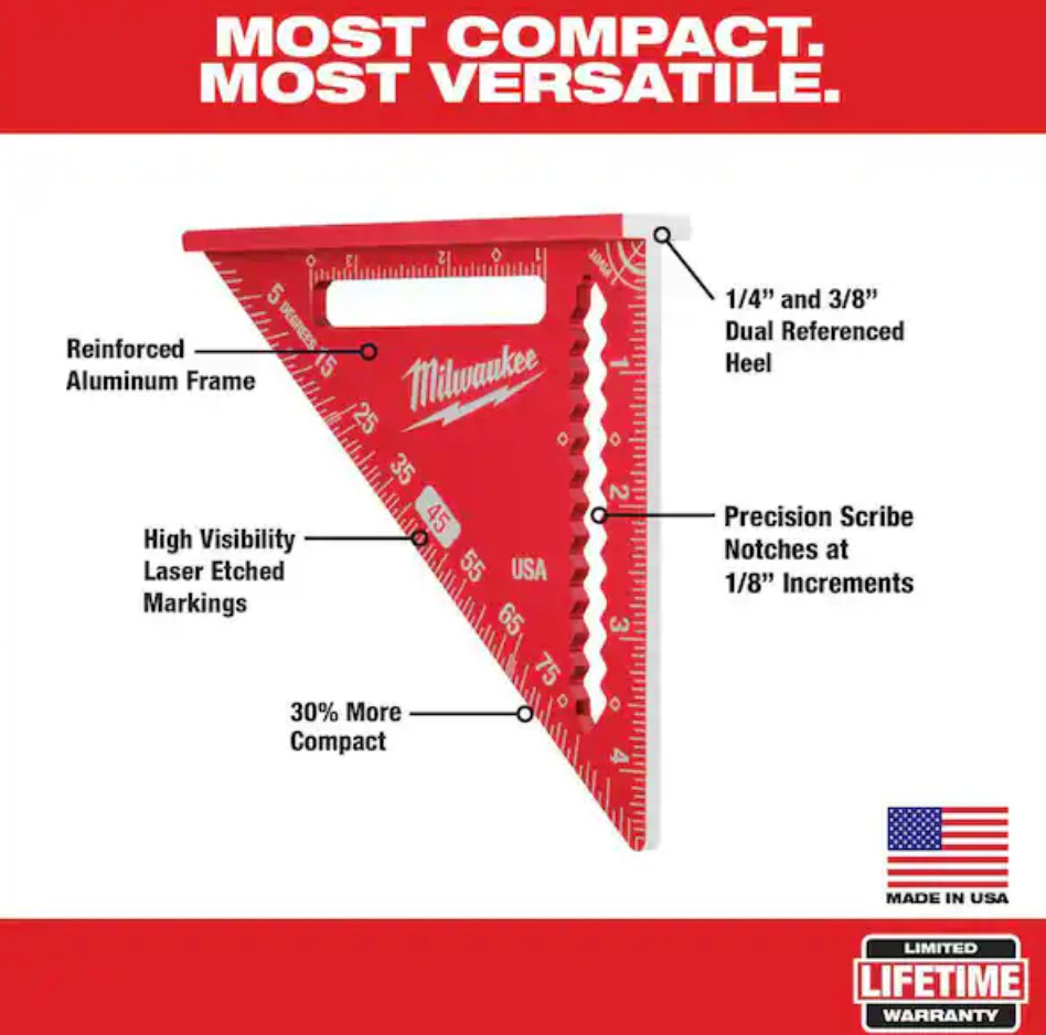 Milwaukee MLSQ070P 7 inch Rafter Square, Rafter and Trim Square Combo
