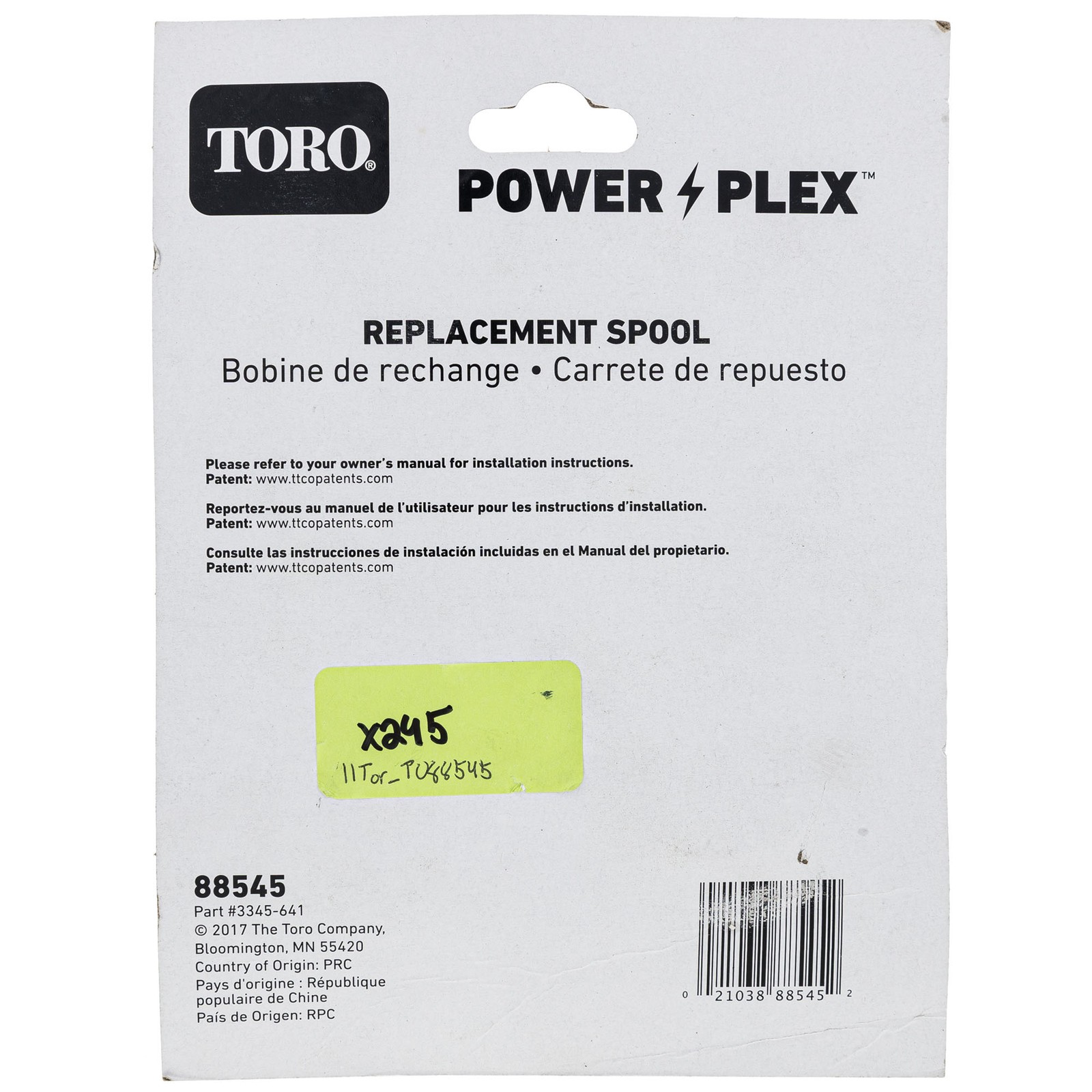 Toro 88545 PowerPlex 40V String Trimmer 0.08″ Single Line Spool 3 Pack