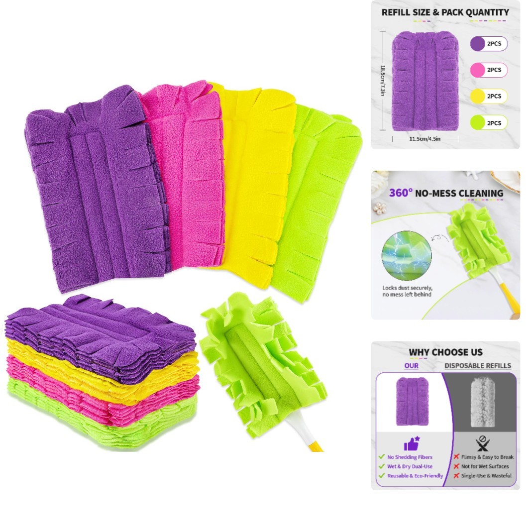 8pack Reusable Duster Pads Compatible with Swiffer Duster Refills, Washable