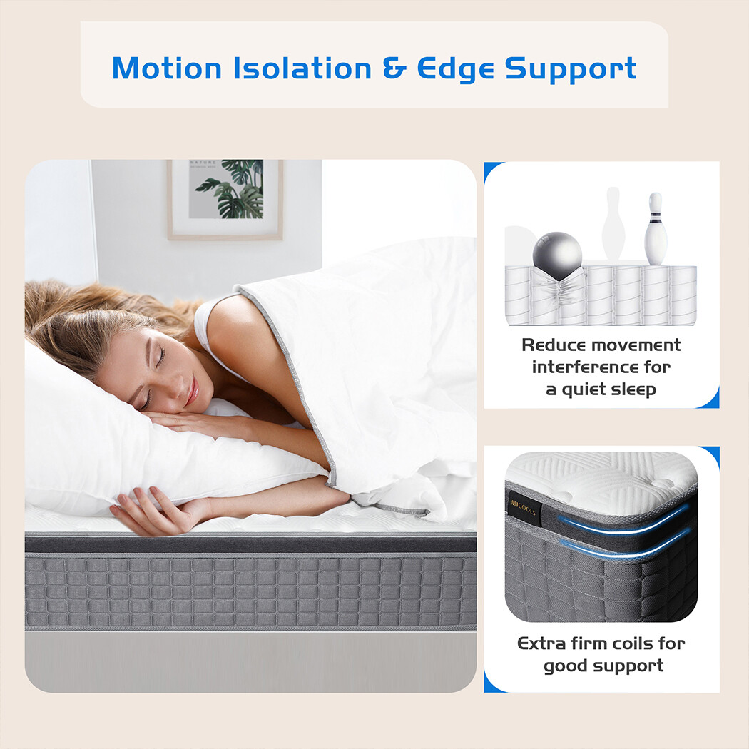 12″/14″ Twin Full Queen King Size Mattress Hybrid Foam Pocket Coils Bed In a Box
