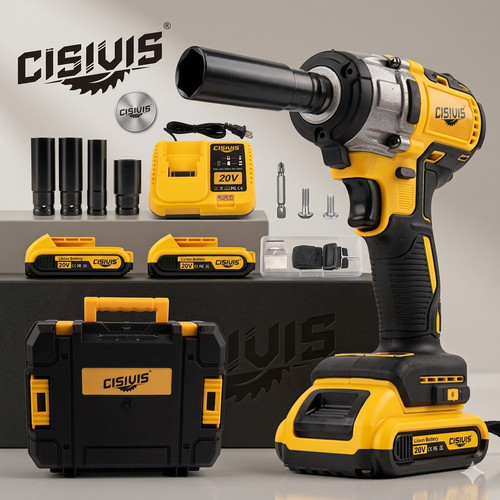 20V Cordless Impact Wrench Kit with 2 Batteries & Charger Brushless Motor