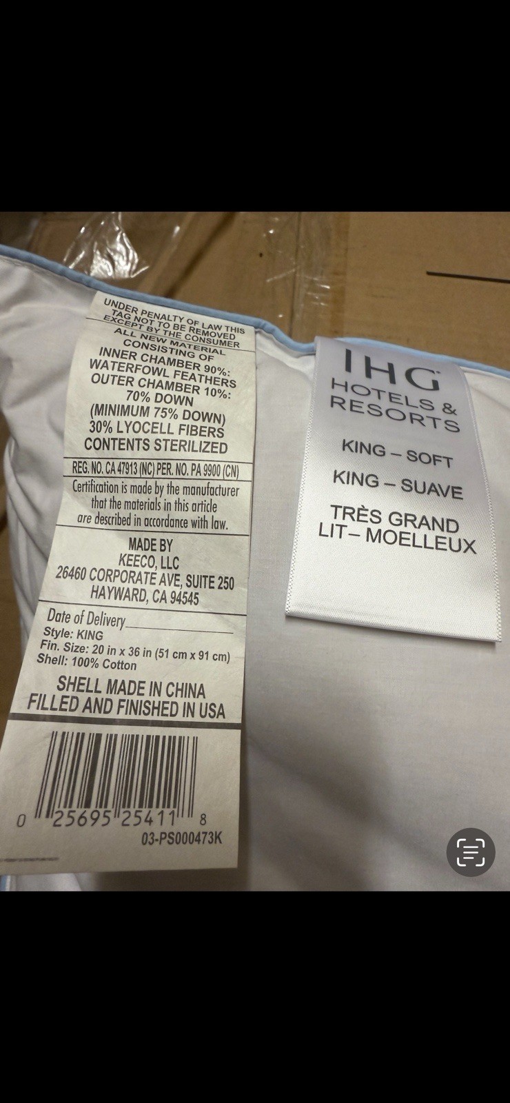 IHG Featherbest SOFT Pillow Featured at IHG Hotels INCLUDES FREE PILLOWCASE