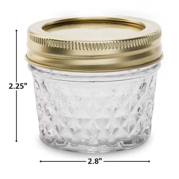 Mainstays 4 oz Mason Jars Lids and Rings 12-Pack Mini Glass Jars