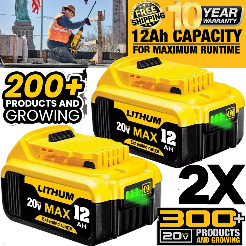 2Pack 12.0AH For DeWalt 20V 20 Volt Max XR Lithium Ion Battery DCB206-2 DCB205-2