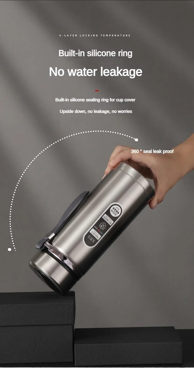 LED Temperature Display Thermos Bottle Stainless Steel Vacuum Flask Portable