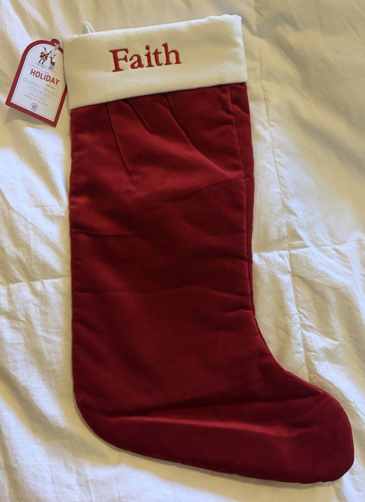Pottery Barn Kids Classic Velvet Christmas Stocking Red 20″ long