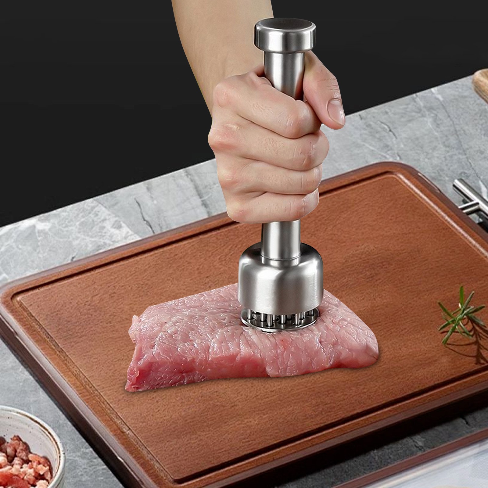 304 Stainless Steel Meat Tenderizer Tool with 21 Needles for Tenderizing Beef